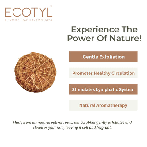 Ecotyl Vetiver Scrubber | Natural Body Loofah | Set of 3