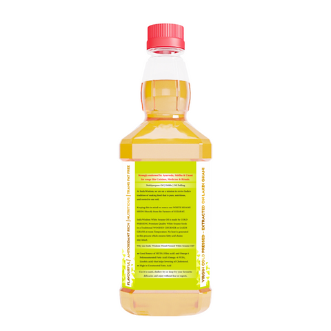 IndicWisdom Wood Pressed White Sesame Oil 500 ml (Cold Pressed White Sesame Oil - Extracted on Wooden Churner)