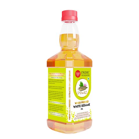 IndicWisdom Wood Pressed White Sesame Oil 500 ml (Cold Pressed White Sesame Oil - Extracted on Wooden Churner)