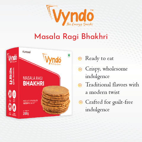 Vyndo | Masala Ragi Bhakhri | Pack of 3 | 540gm