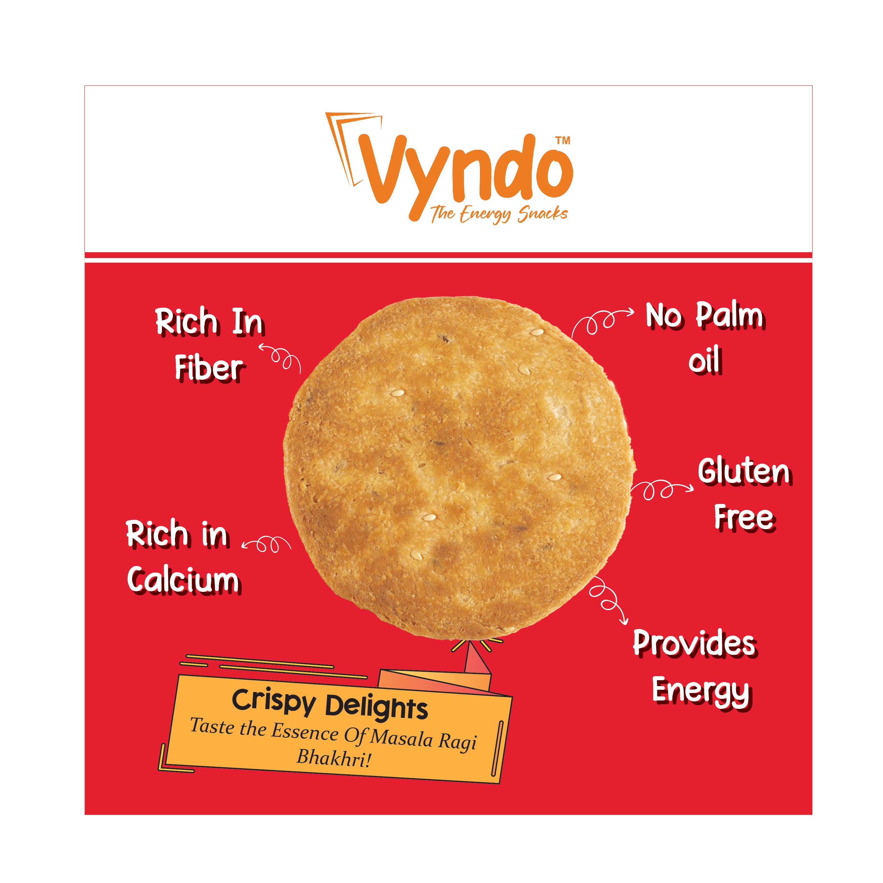 Vyndo | Masala Ragi Bhakhri | Pack of 3 | 540gm