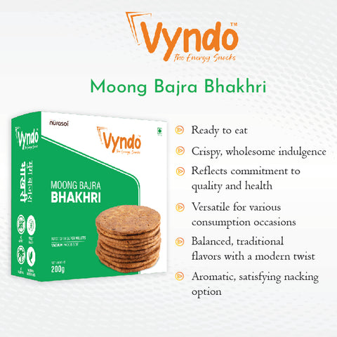 Vyndo | Moong Bajra Bhakhri | Pack of 3 | 600gm