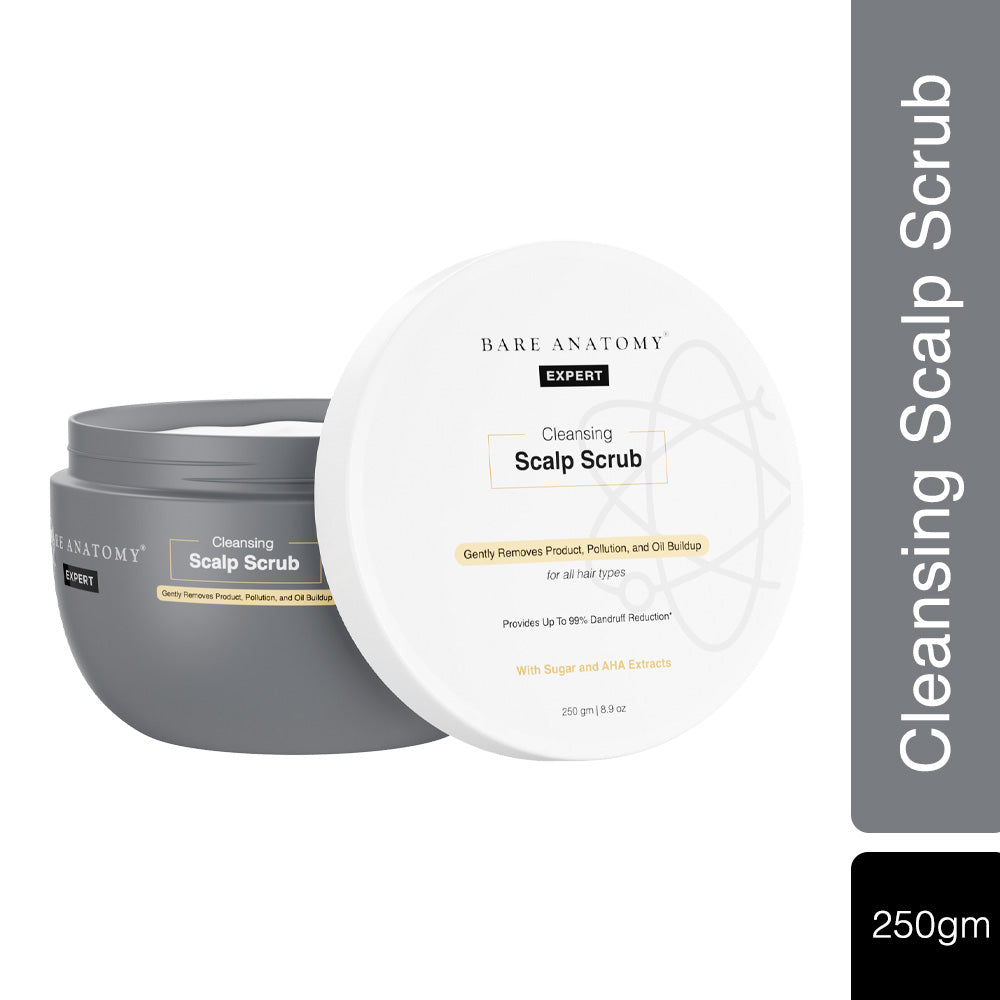 Bare Anatomy Scalp Scrub | Up To 99% Dandruff Reduction | Dandruff Remover | Natural AHAs, Coconut & Sugar | Oily Scalp Exfoliator Hair scrub | Sulphate & Paraben Free | For Women & Men | 250g