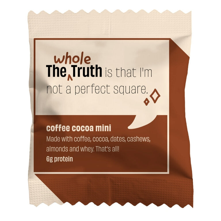 The Whole Truth - Mini Protein Bars - Coffee Cocoa- Pack of 8-8 x 27g - No Added Sugar - All Natural