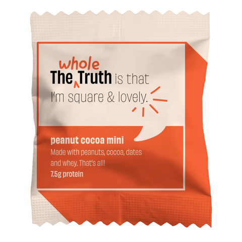 The Whole Truth - Mini Protein Bars - Peanut Cocoa - Pack of 8-8 x 27g - No Added Sugar - All Natural