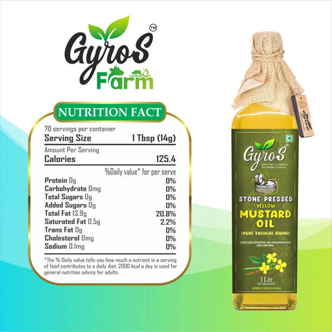 Gyros farm | Stone Cold Wood Pressed | Yellow Mustard (Sarson) Oil