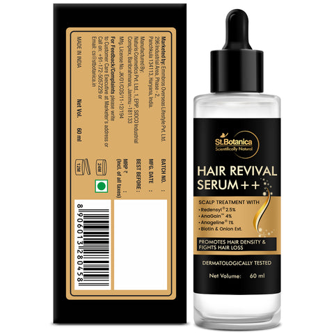 St.Botanica Natural Hair Revival Serum ++ With Redensyl 2.5%, Anagain 4%, Anageline 1%, Biotin & Onion Oil, 60 ml