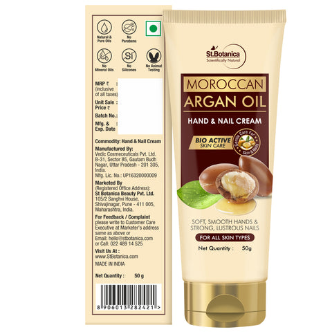 St.Botanica Moroccan Argan Oil Hand and Nail Cream, For Soft, Smooth Hands & Strong Lustrous Nails, 50 g (STBOT557)