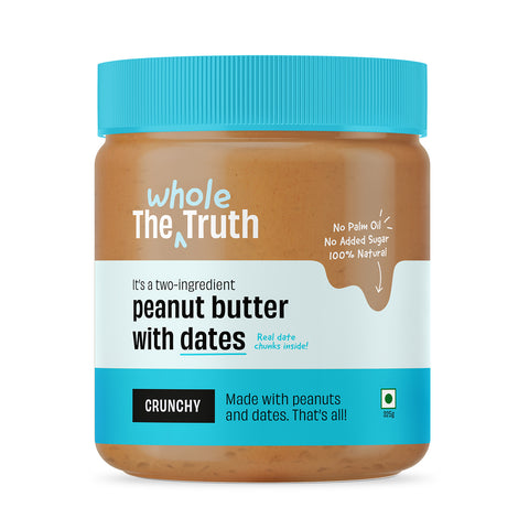 The Whole Truth - Peanut Butter With Dates (Sweetened) | Crunchy | No Added Sugar | No Artificial Sweeteners | No Palm Oil | Gluten Free | No Preservatives | 100% natural protein source