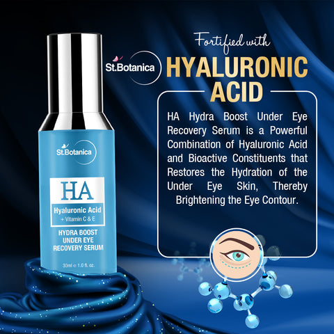 St.Botanica Hyaluronic Acid Hydra Boost Under Eye Recovery Serum - For Dark Circles, Puffiness & Wrinkle, 30 ml