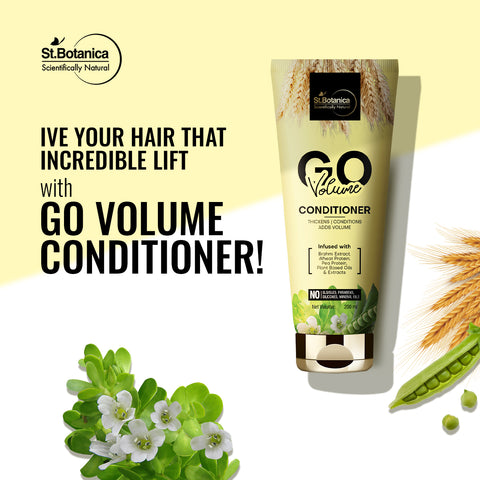 St.Botanica GO Volume Hair Conditioner - With Brahmi Extract, Wheat Protein, Pea Protein, No SLS / Sulphate, Paraben, Silicones, Colors, 200 ml