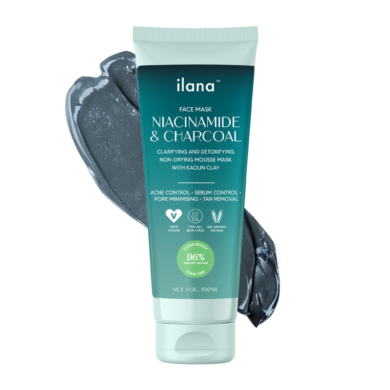 Ilana - Niacinamide and Charcoal face mask - Clarifying and detoxing mousse with Kaolin Clay - 100ml