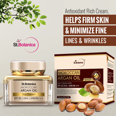 St.Botanica Moroccan Argan Oil Day Cream With SPF 30 UVA/UVB PA+++, Daily Cream For a Glowing, Youthful Looking Complexion, 50 g (STBOT555)