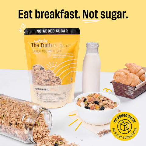 The Whole Truth - | Breakfast Muesli | 5 Grain Muesli | Vegan | Dairy-free | No Artificial Sweeteners | No Added Flavours | No Gluten or Soy | Nutritious Snack