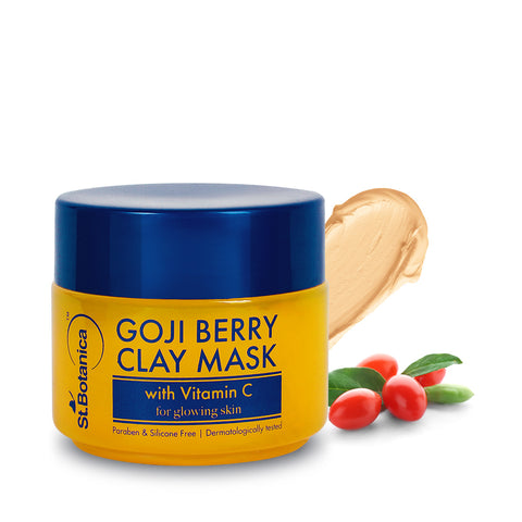 St.Botanica Goji Berry Clay Mask, 100gm | Infused with Goji Berry, Vitamin C & Dragonfruit that Helps Reduce Dark Spots & Brighten Skin | Paraben Free, Cruelty Free & Vegan