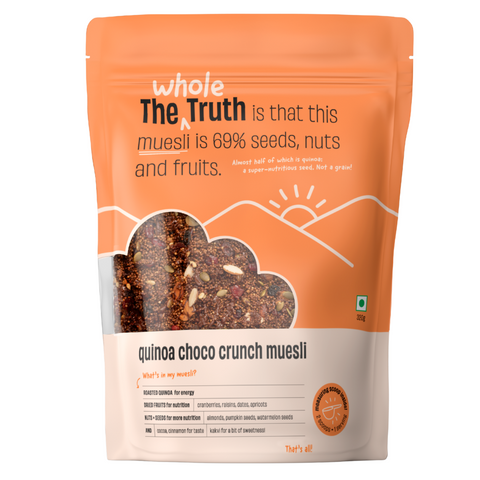 The Whole Truth - Breakfast Muesli | Quinoa Choco Crunch Muesli | 320grams | Vegan | Dairy-free | No Artificial Sweeteners | No Added Flavours | No Gluten or Soy | Nutritious Snacks