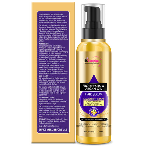 St.Botanica Pro Keratin & Argan Oil Smooth Therapy Hair Serum - For Soft, Smooth & Shiny Hair, 120ml