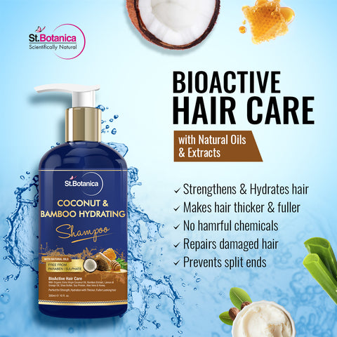 St.Botanica Coconut Oil & Bamboo Hair Strengthening Shampoo - 300ml - No Sulphate, No Parabens, No Silicon