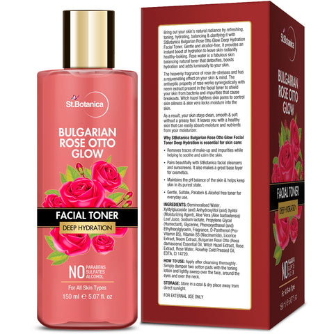 St.Botanica Bulgarian Rose Otto Glow Deep Hydration Facial Toner Deep Hydration No Paraben, Sls & Alcohol, 150 ml (STBOT680)