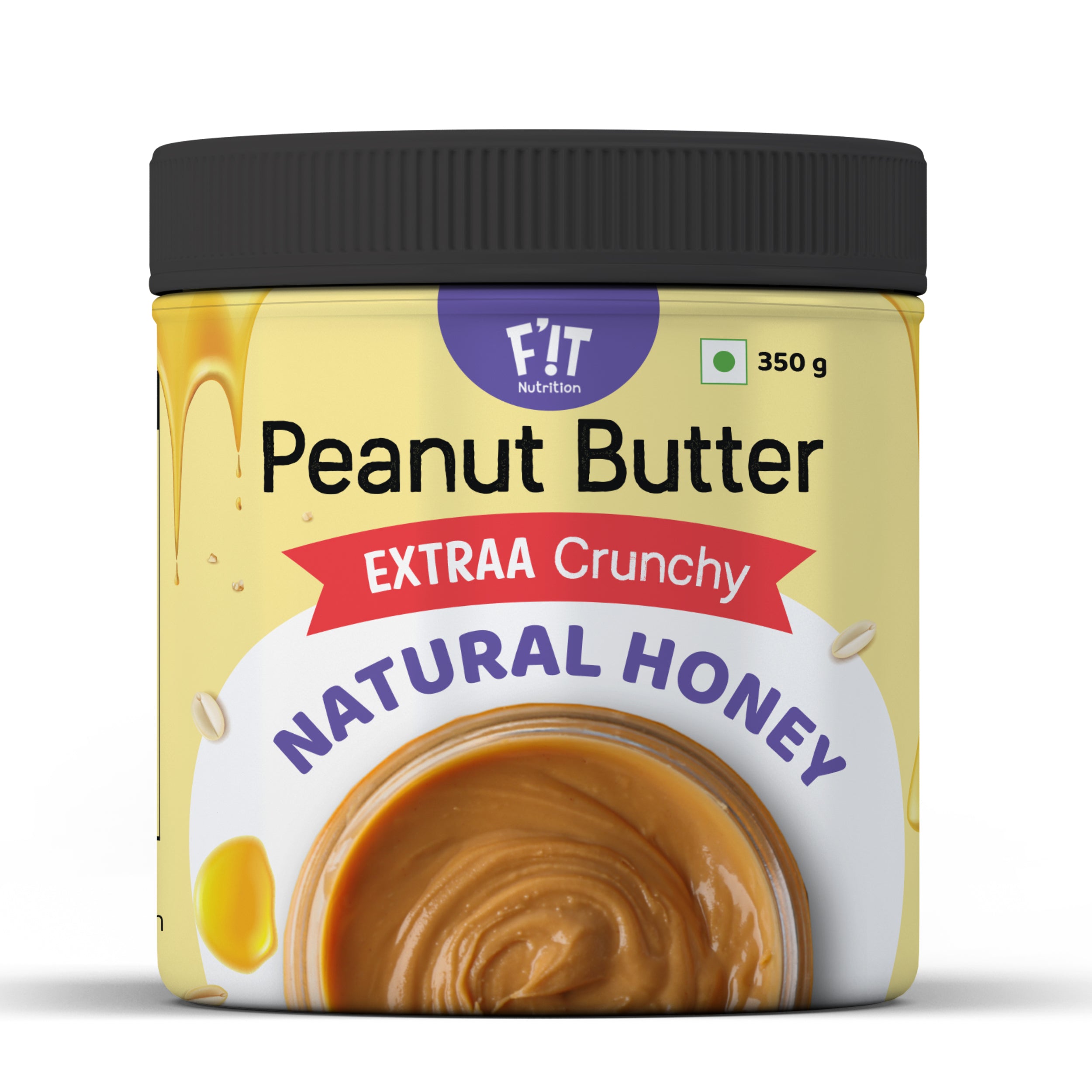 FiT Nutrition Honey Peanut Butter | EXTRAA Crunchy | No Salt | High Protein | Gluten Free | 350g