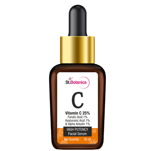 St.Botanica Vitamin C 25% + Ferulic Acid 1% + Hyaluronic Acid 1% + Alpha Arbutin 1%, High Potency Face Serum with Stable Vitamin C, 20 ml