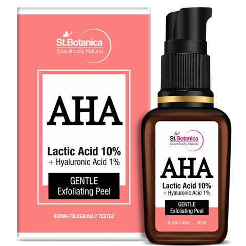 St.Botanica AHA Lactic Acid 10% & Hyaluronic Acid 1% Gentle Exfoliating Skin Peel, 20 ml