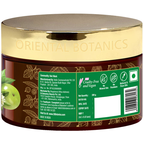 Oriental Botanics Bhringraj & Amla Hair Mask, No Sls/Sulphate, Paraben - For Long, Strong & Smooth Hair - Strengthens Hair, Promotes Growth, 200 ml