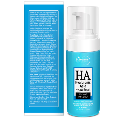 St.Botanica Hyaluronic Acid Hydra Boost Foaming Face Wash - No Parabens, Sulphate, Silicones, 120 ml (STBOT561)