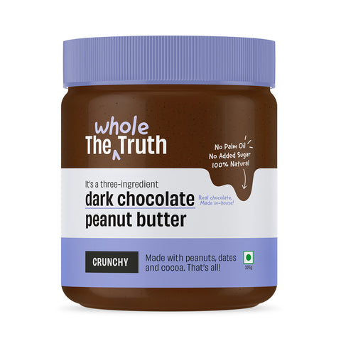 The Whole Truth - Dark Chocolate Peanut Butter | Crunchy | No Added Sugar | High Protein | No Artificial Sweeteners | No Palm Oil | Gluten Free | No Preservatives | 100% natural protein source