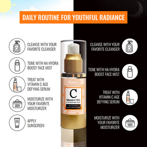 St.Botanica Vitamin C 15%, E & Hyaluronic Acid Face Serum - Age Defying & Skin Clearing Serum (Brightening + Anti Aging), 30 ml (STBOT577)