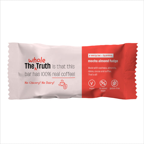 The Whole Truth - Energy Bars | Mocha Almond Fudge | Pack of 6 x 40g | Dairy Free & Sugarfree | No Artificial Sweeteners | Vegan | No Preservatives | All Natural | Healthy Snack