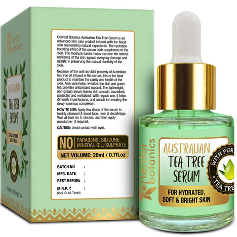 Oriental Botanics Australian Tea Tree Face Face Serum For Acne Prone & Oily Skin, No Sls, Silicone and Paraben, 20 ml (ORBOT72)