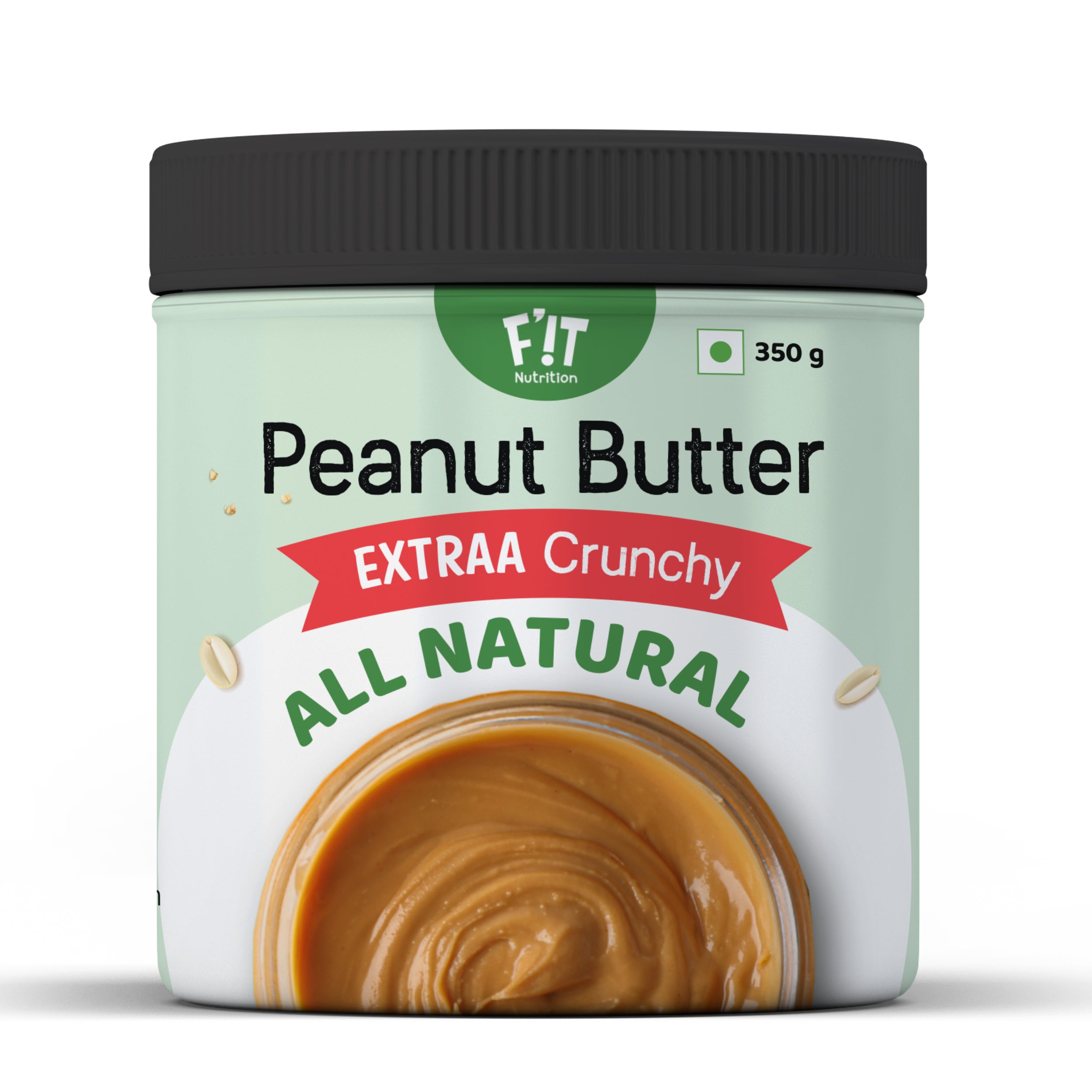 FiT Nutrition Unsweetened Peanut Butter | EXTRAA Crunchy | No Salt | High Protein | Vegan | Gluten Free | 350g