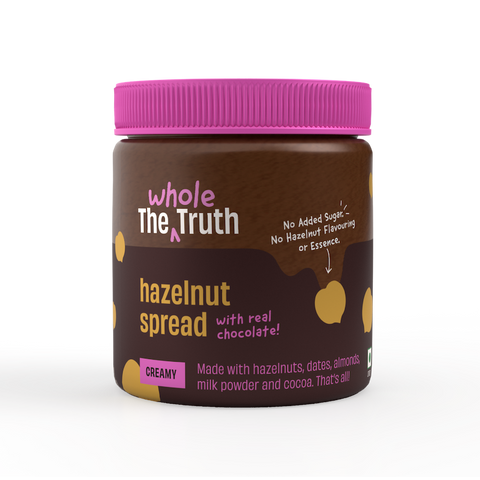 The Whole Truth - Hazelnut Spread - Creamy - 200g - No Added Sugar - No Palm Oil - No Preservatives - No Artificial Flavour