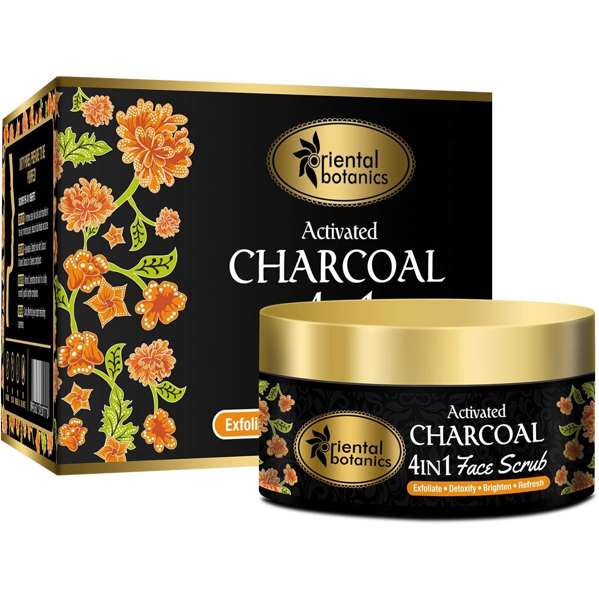 Oriental Botanics Activated Charcoal 4 In 1 Face Scrub 100G, Exfoliate, Detoxify, Brighten & Refresh