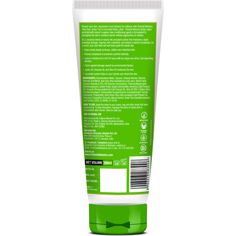 Oriental Botanics Aloe Vera, Green Tea & Cucumber Body Lotion No Paraben & SLS, 200 ml (ORBOT62)