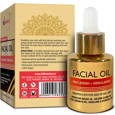 St.Botanica Pure Radiance Facial Oil Replenish + Rebalance - Brighten & Restore Aged or Dull Skin, 20 ml (STBOT574)