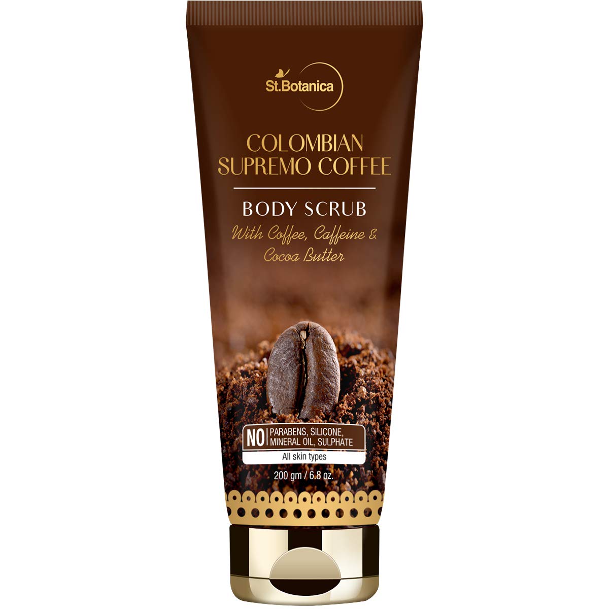 St.Botanica Colombian Supremo Coffee Body Scrub With Coffee, Caffeine And Cocoa Butter No SLS, Paraben, 200 ml (STBOT700)