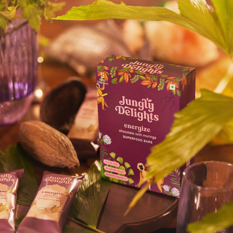 Jungly Delights Energy Bar | Chocolate with Moringa| Energize Superfood | 5NX38g