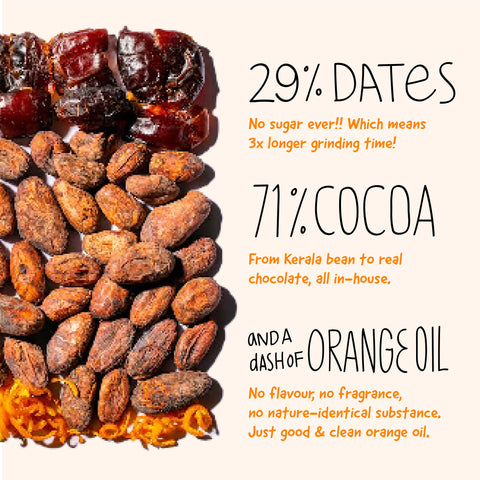 The Whole Truth Dark Chocolate - Orange (Pack of 3 x80g) No Added Sugar, Sweetened Only with Dates (71% Cocoa 29% Dates with a dash of Orange Oil), Bean to Bar, Portion Controlled