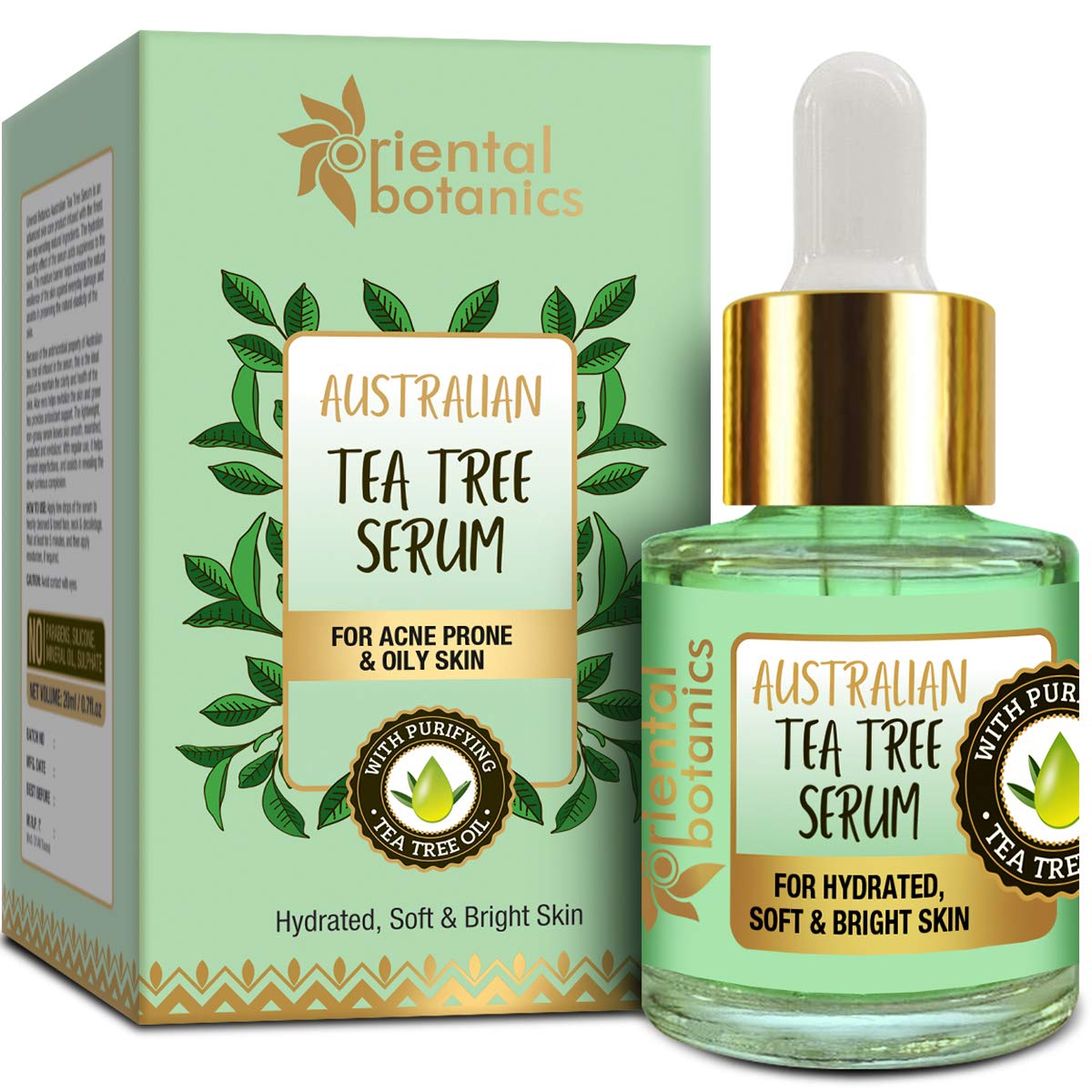 Oriental Botanics Australian Tea Tree Face Face Serum For Acne Prone & Oily Skin, No Sls, Silicone and Paraben, 20 ml (ORBOT72)