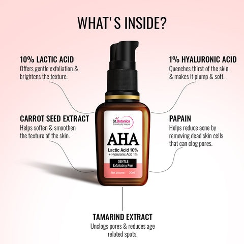 St.Botanica AHA Lactic Acid 10% & Hyaluronic Acid 1% Gentle Exfoliating Skin Peel, 20 ml