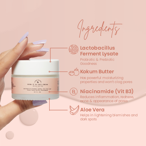 Sonnet Wellness Face Cream | Probiotic & Prebiotic | Kokum Butter, Niacinamide, Lactobacillus Ferment Lysate, Aloe Juice | 45ml