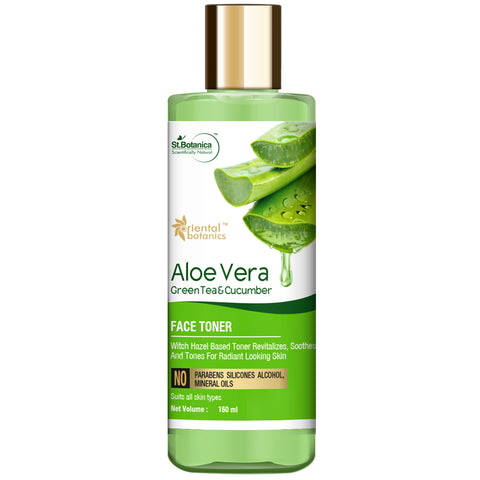 Oriental Botanics Aloe Vera, Green Tea & Cucumber Face Toner - No Alcohol, Silicone, Sulphate, 150 ml (ORBOT54)