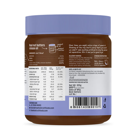 The Whole Truth - Dark Chocolate Peanut Butter - | Creamy | No Added Sugar | No Artificial Sweeteners | Vegan | No Gluten | No Preservatives | 100%