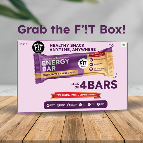 FiT Nutrition Energy Bar | Seeds, Nuts & Cranberries (70%) | No Added Sugar | Pack of 4 | 140g (35g X 4)