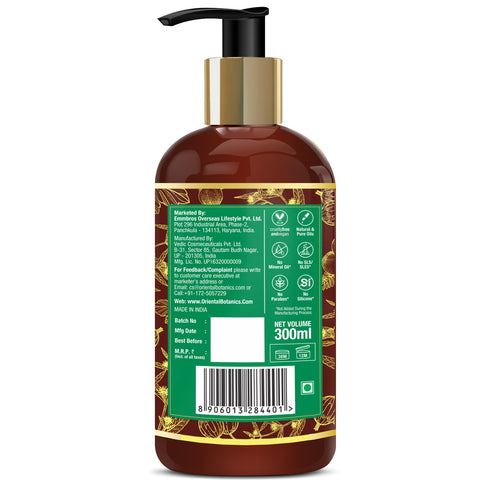 Oriental Botanics Bhringraj & Amla Hair Shampoo, No Sls/ Sulphate, Paraben, Silicones, Strengthens Hair, Promotes Growth, 300 ml