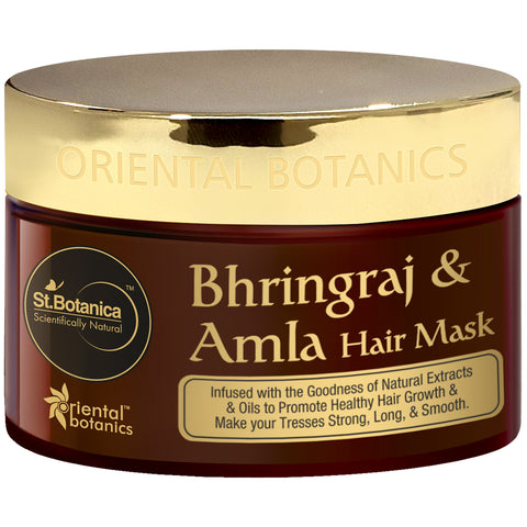 Oriental Botanics Bhringraj & Amla Hair Mask, No Sls/Sulphate, Paraben - For Long, Strong & Smooth Hair - Strengthens Hair, Promotes Growth, 200 ml