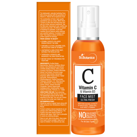 St.Botanica Vitamin C & B3 Face Mist, Ultra Fresh - Refreshes & Enhances Natural Radiance, 120 ml