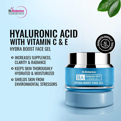 St.Botanica Hyaluronic Acid Hydra Boost Face Gel - Boosts Hydration For A Smooth & Supple Skin, 50 g (STBOT560)